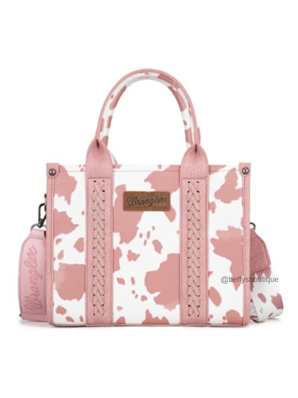 Wrangler Cow Print Tote Bag Top Handle Satchel Handbag Signature Strap
